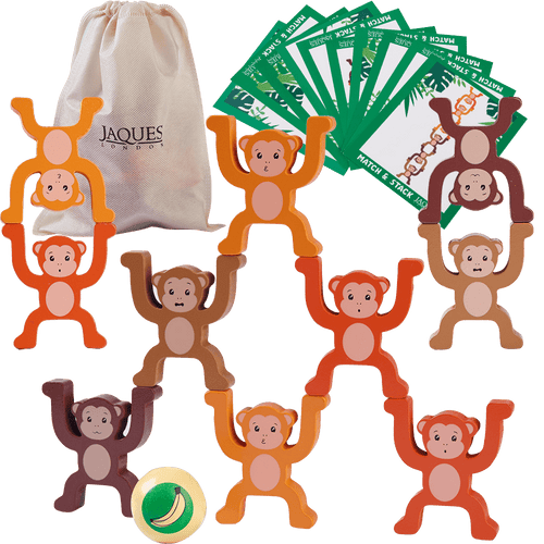 Stacking monkeys with banana ball