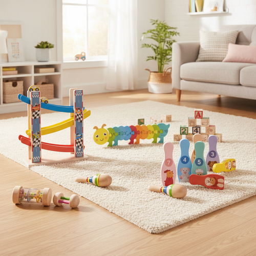 Montessori 2 year old growing play bundle in a living room 