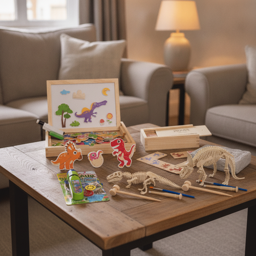 Ultimate dinosaur toy gift set on a play table