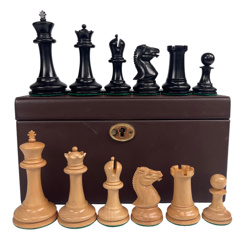 1854 Edition 3.5" Chess Pieces in Leather Box