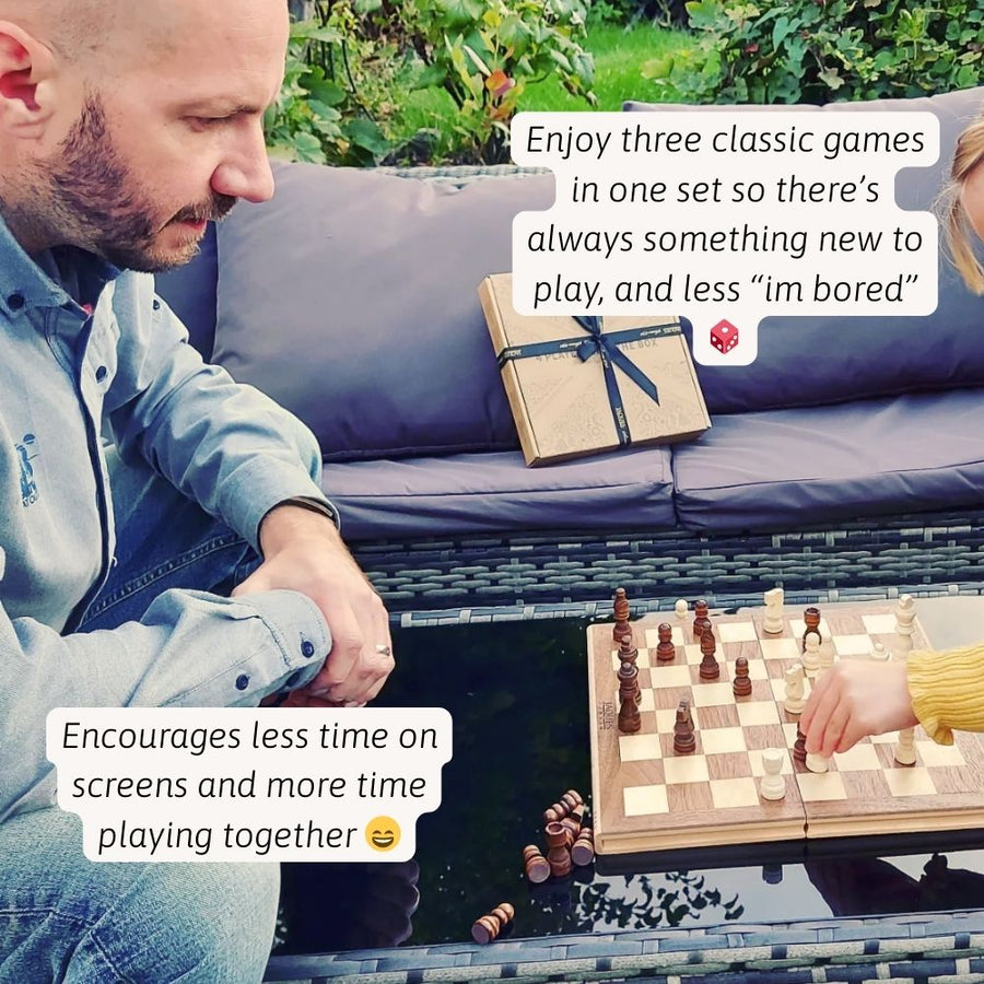 Folding Chess Set - Chess Draughts & Backgammon Set 2