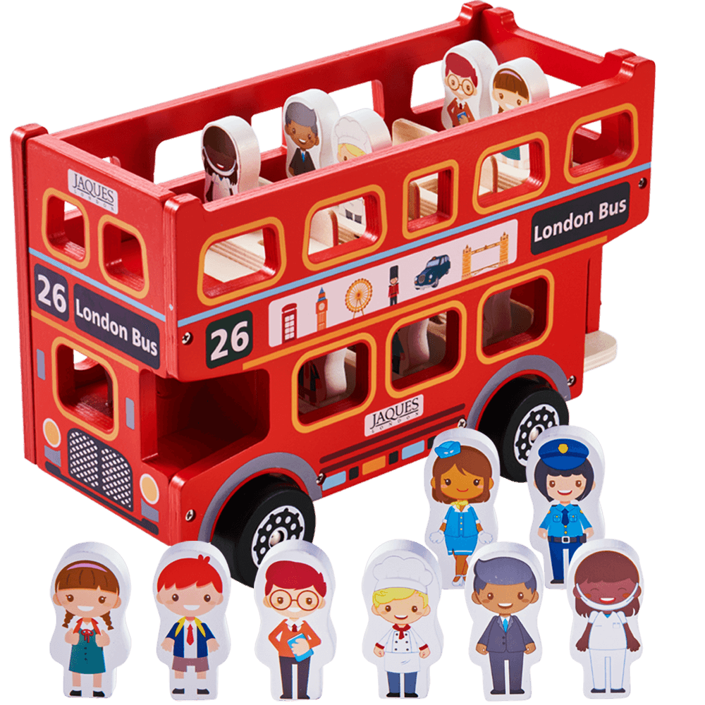 Red wooden London Bus