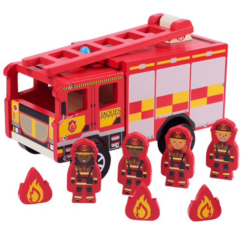 Wooden fire engine with firemen. [fill]