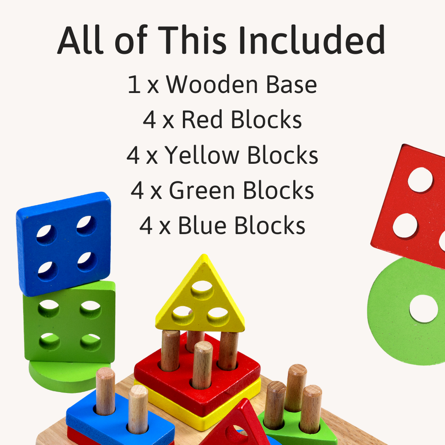 Wooden Puzzle Board - Geometric Stacking Toy 3