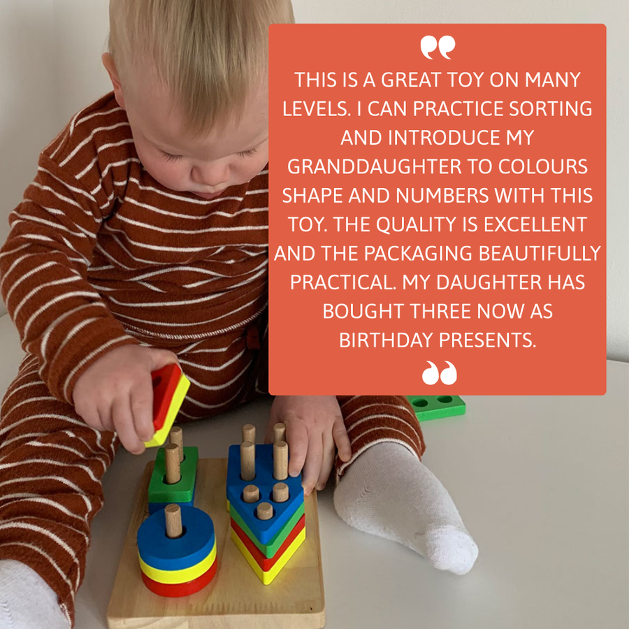 Wooden Puzzle Board - Geometric Stacking Toy 6