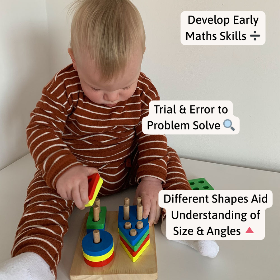 Wooden Puzzle Board - Geometric Stacking Toy 7