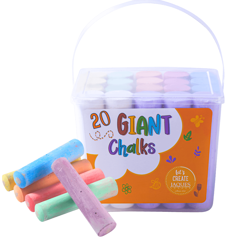 Set of 20 colourful giant chalks in storage box