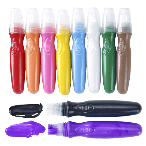 Paint Pen Main Image showing all colours and the black and purple being used
