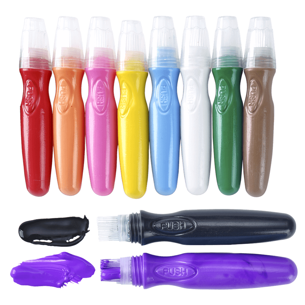 Paint Pen Main Image showing all colours and the black and purple being used