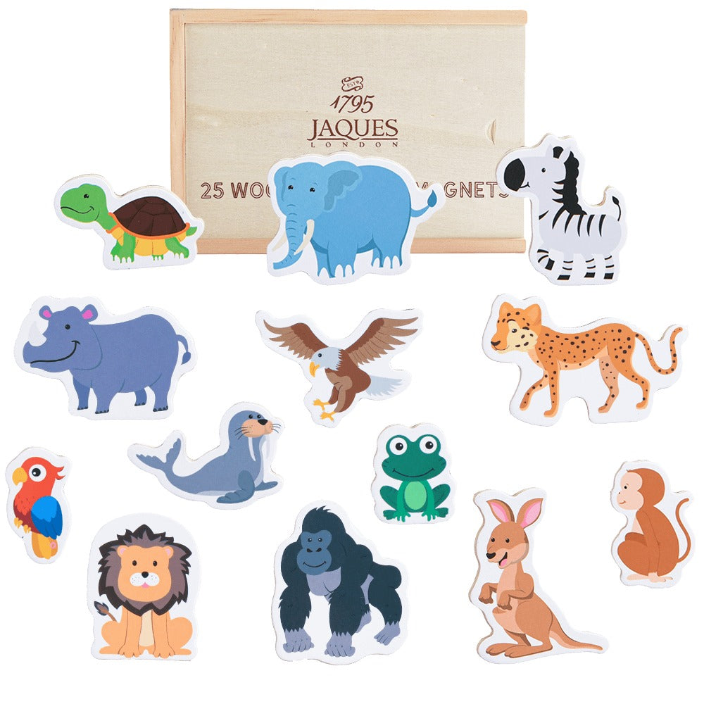 Animal magnets with wooden storage box