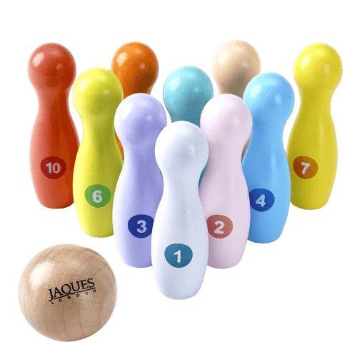 Colourful wooden baby skittles 