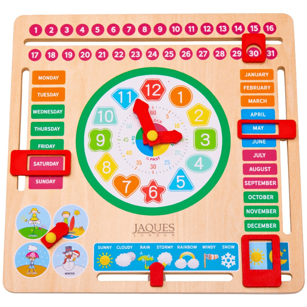 Calendar clock to record the time, date, day and weather