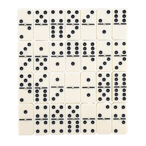 Double dominoes six - a complete set laid out and photographed from above