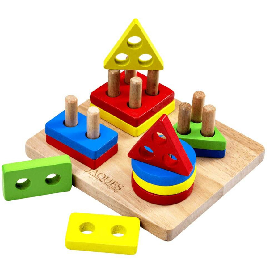 Wooden Puzzle Board - Geometric Stacking Toy 1