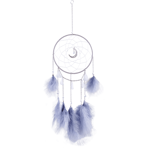 Grey dream catcher with feathers and moon