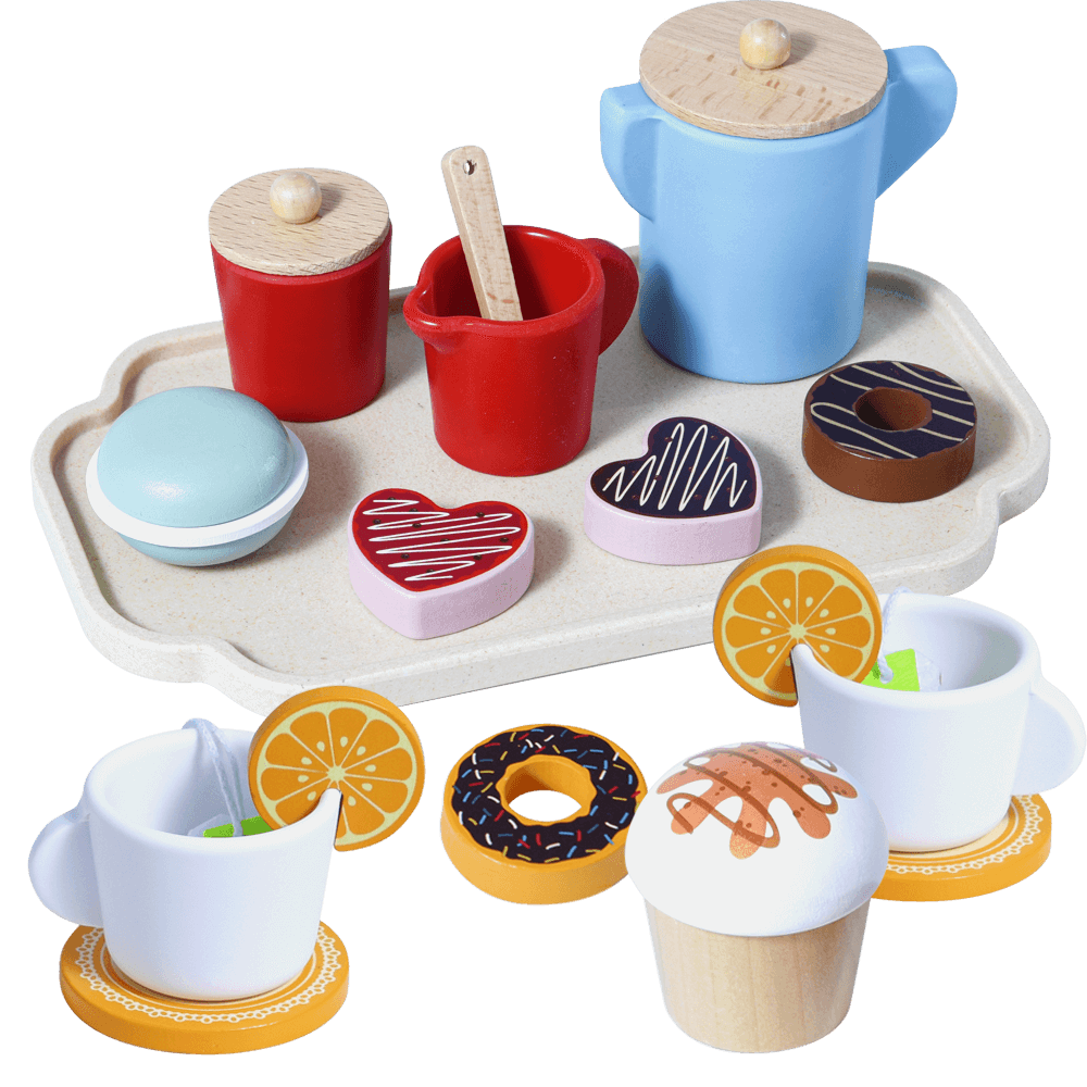 Children's wooden tea set