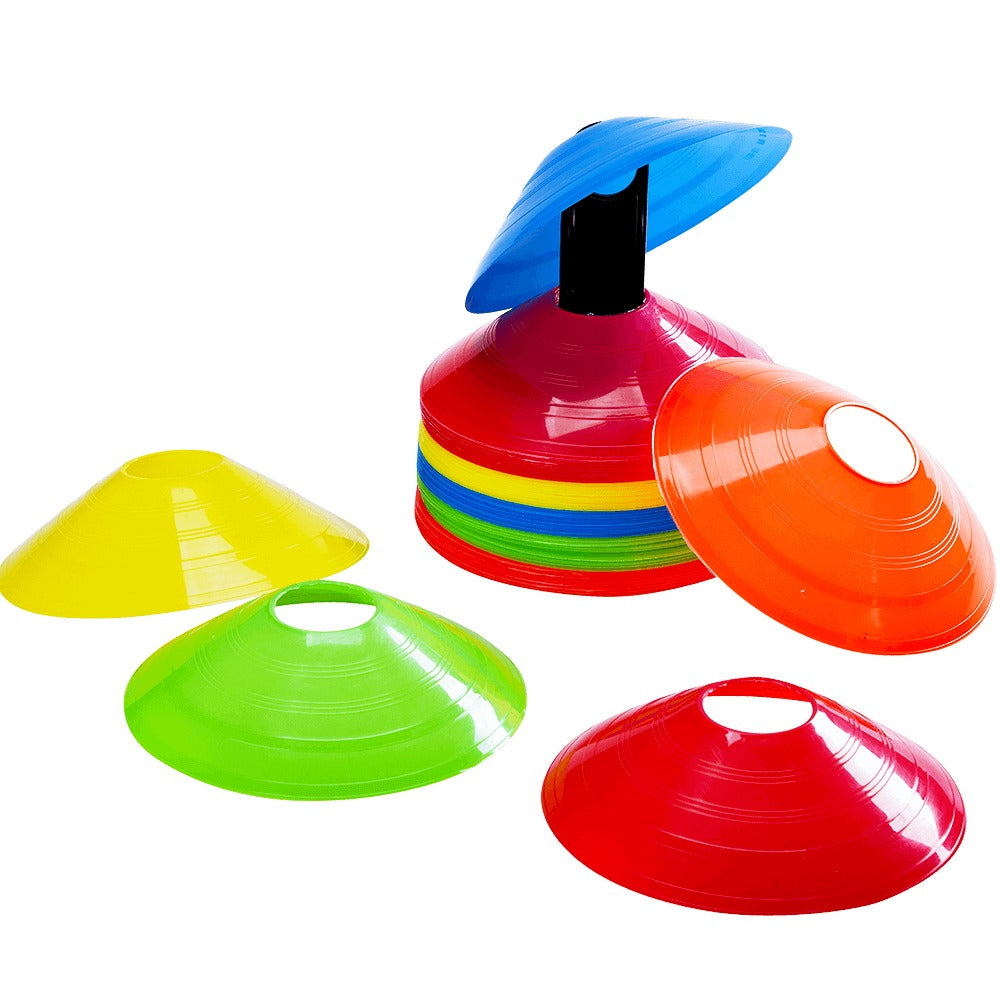 Training cones scattered around the stack