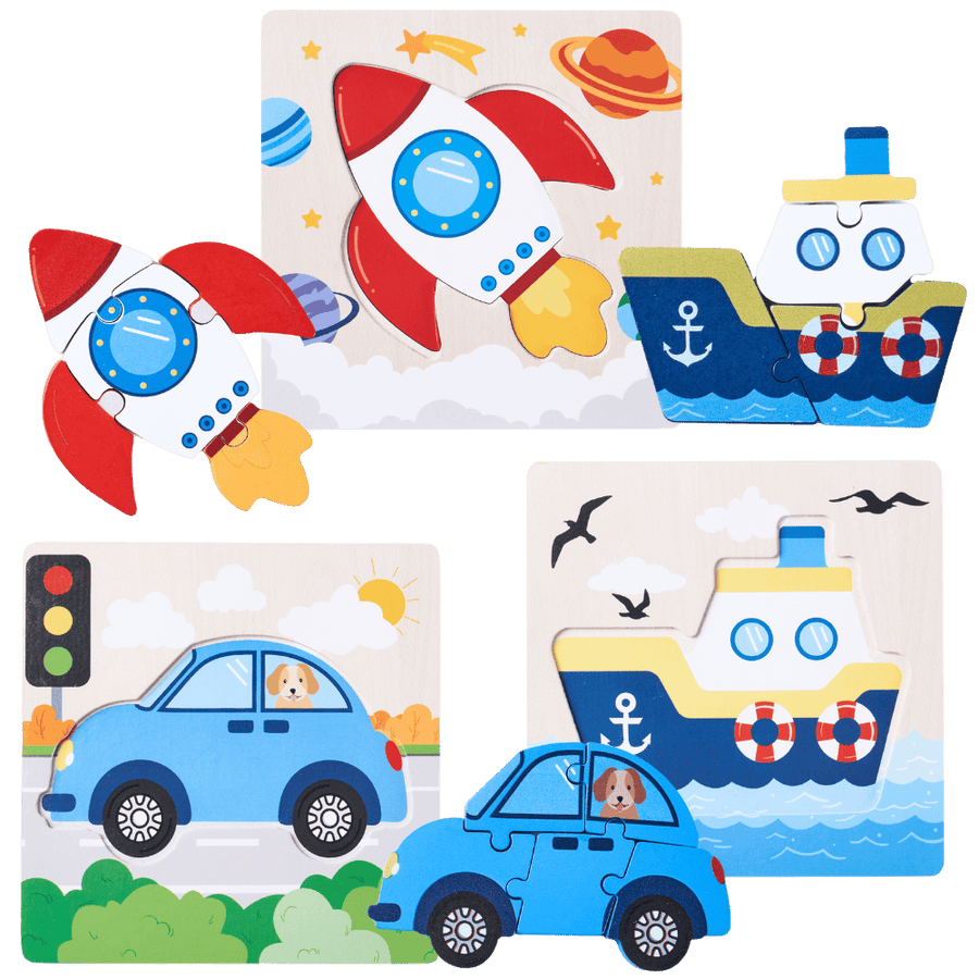 Wooden Car Jigsaw - Baby Transport Puzzle 1