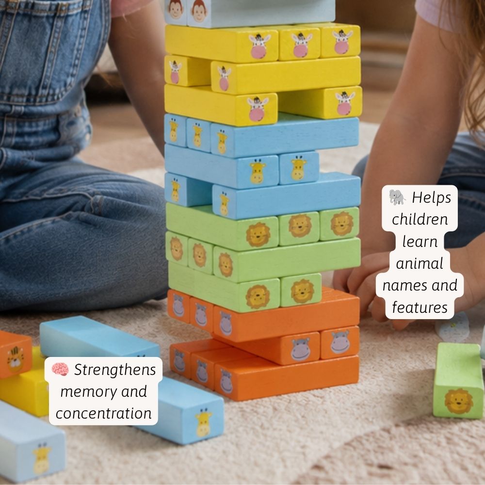 Children playing with colorful building blocks on a carpeted floor.
