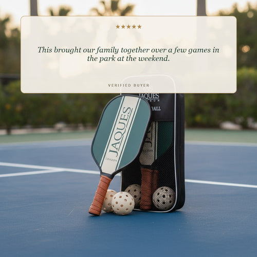 Five star customer review of the Jaques of London pickleball set that brought the family together 
