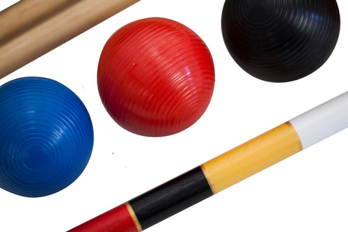  Close up of the winning peg and the croquet balls