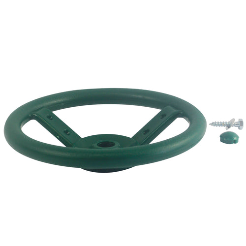 Kids green play steering wheel with screw and cap