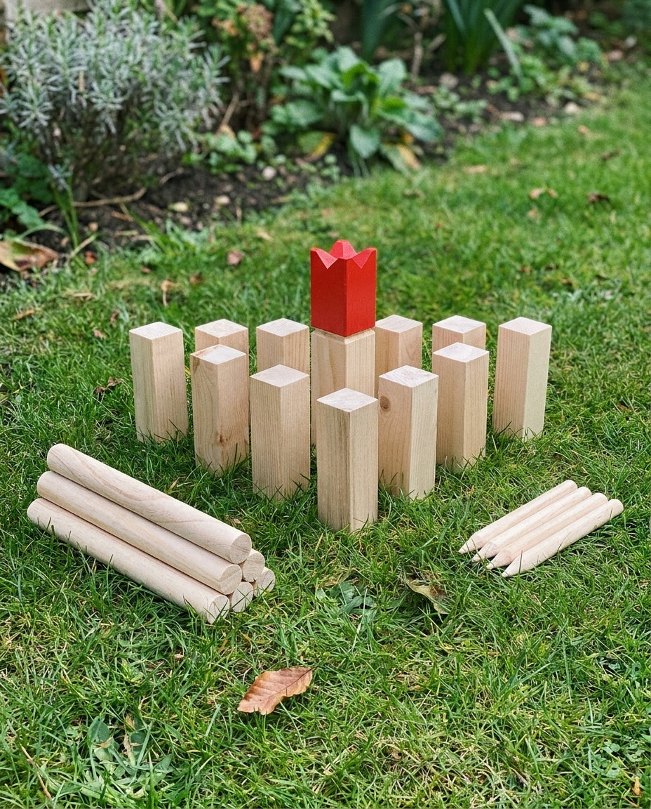 Jaques Kubb outdoor game — all the wooden pieces