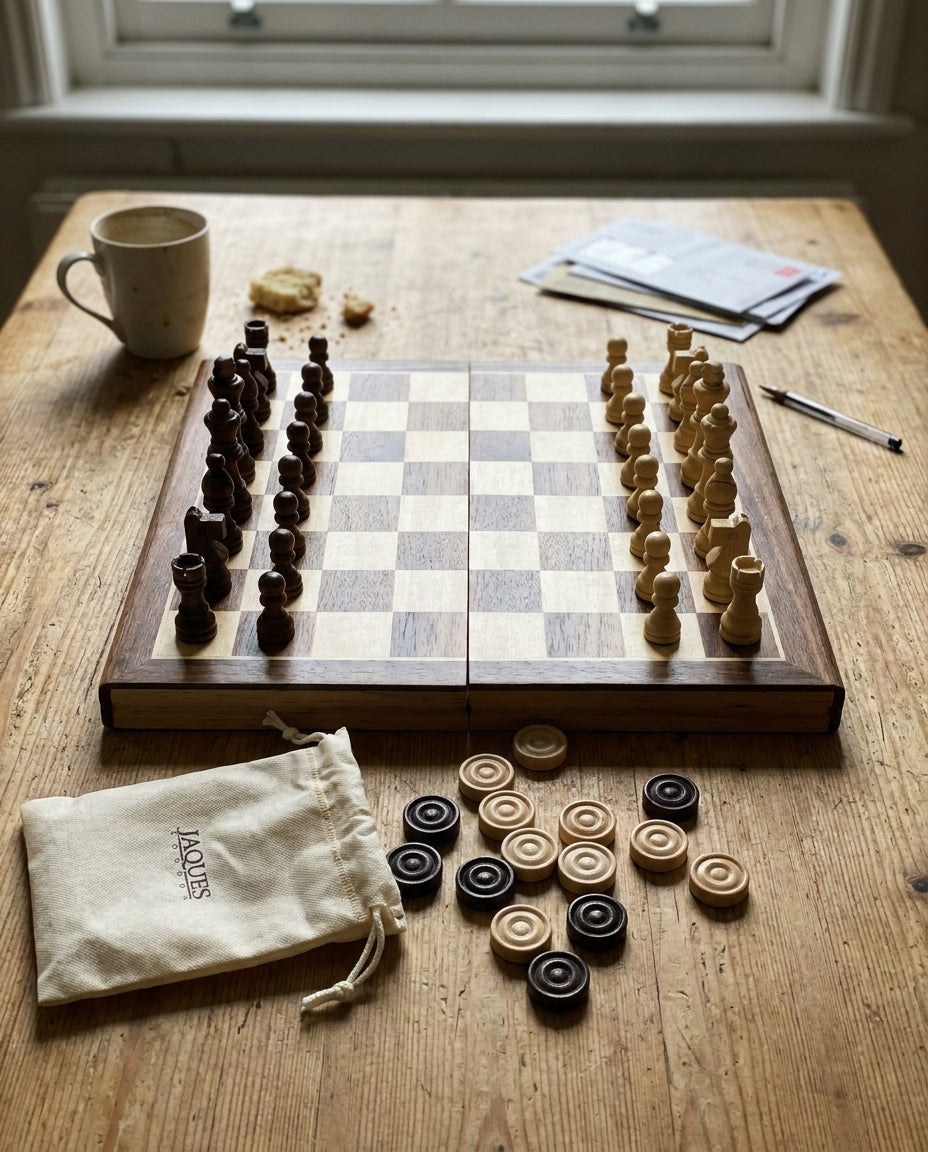 Jaques traditional chess and draughts bundle